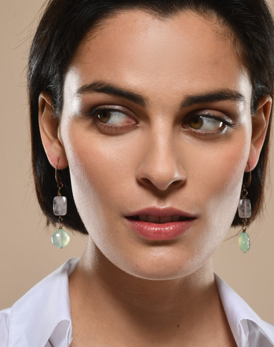 Drop Earrings "L'Air de Temps" Pink Quartz
