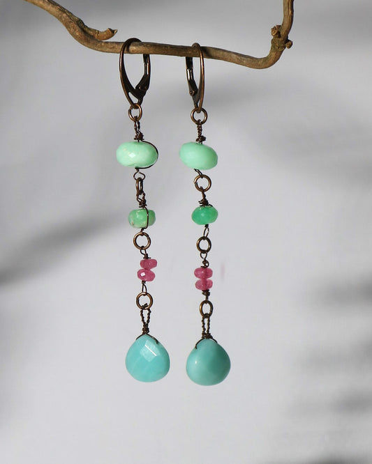 Drop Earrings "Le Silence" Chrysoprase