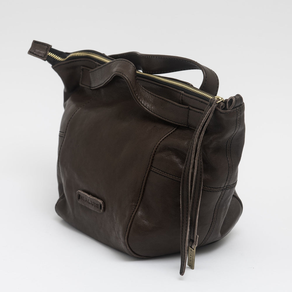 Women's Leather Shoulder Bag "Chicca" Cioccolato