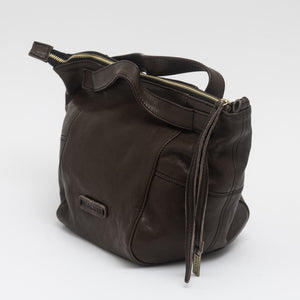 Women's Leather Shoulder Bag "Chicca" Cioccolato