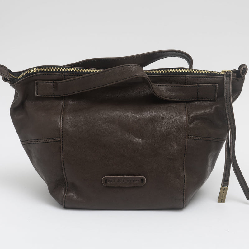 Women's Leather Shoulder Bag "Chicca" Cioccolato
