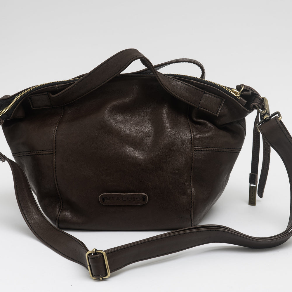 Women's Leather Shoulder Bag "Chicca" Cioccolato