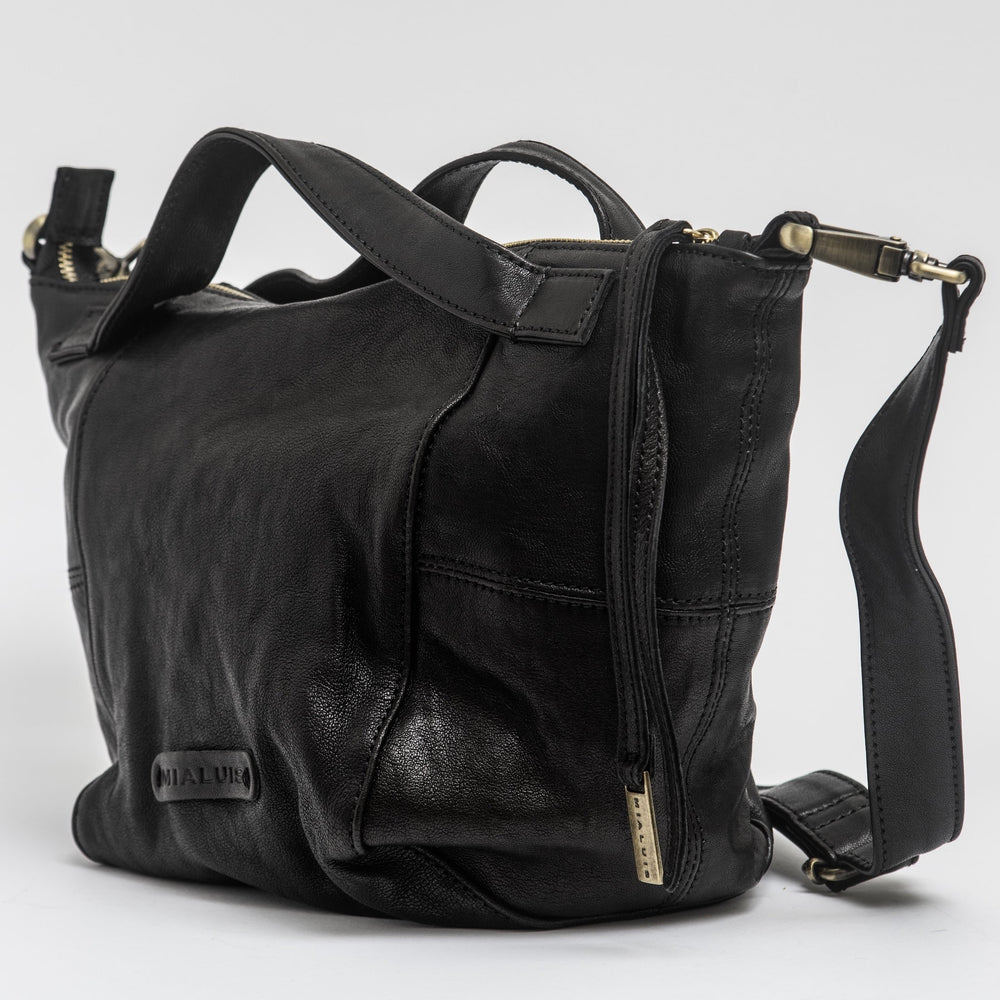 Women's Leather Shoulder Bag "Chicca" Nero