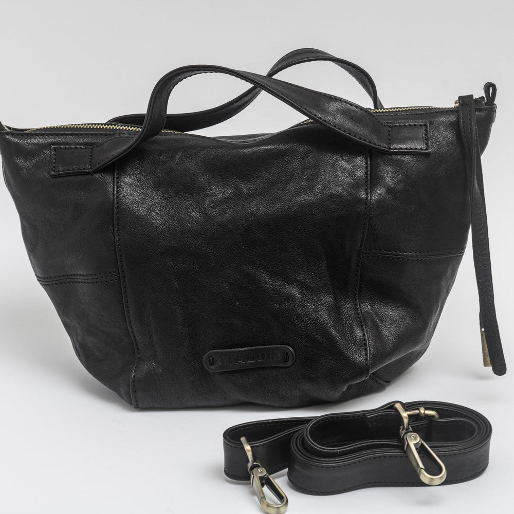 Women's Leather Shoulder Bag "Chicca" Nero