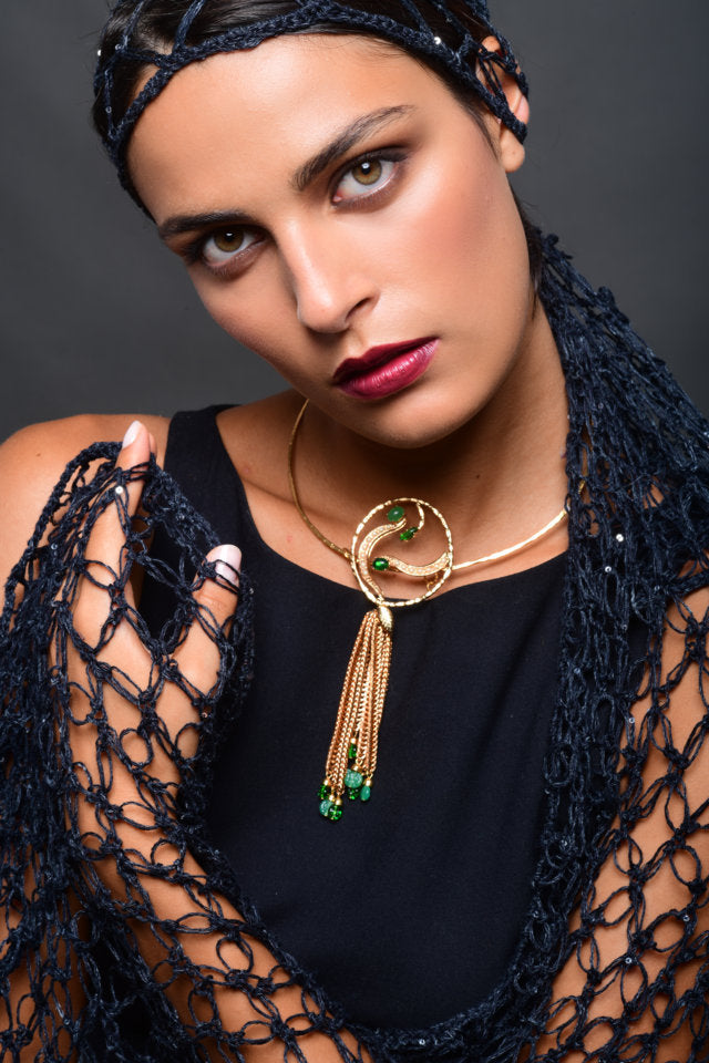 Necklace Choker Green Beads