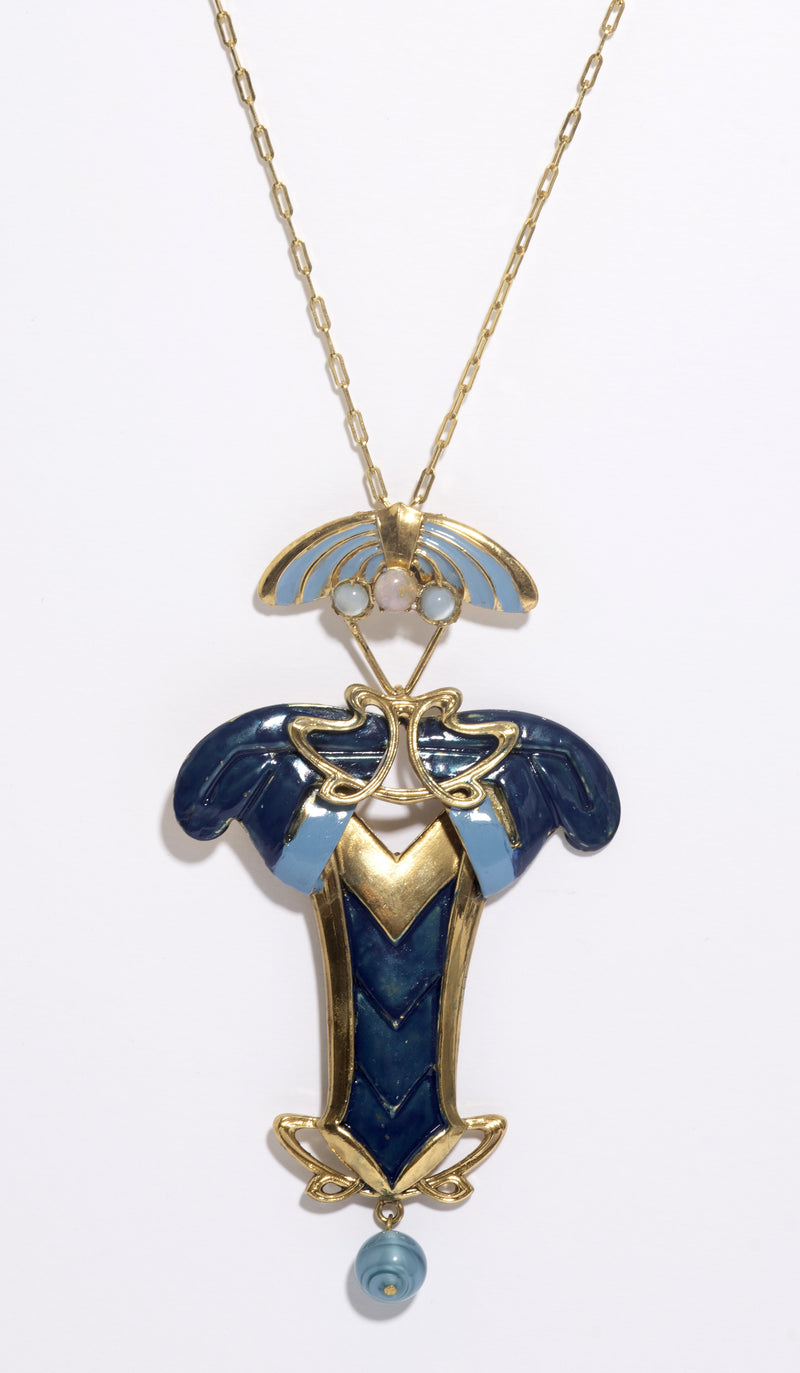Pendant Necklace Retro Blue