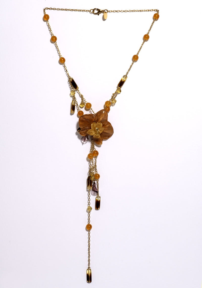 Pendant Necklace Flower-Motif