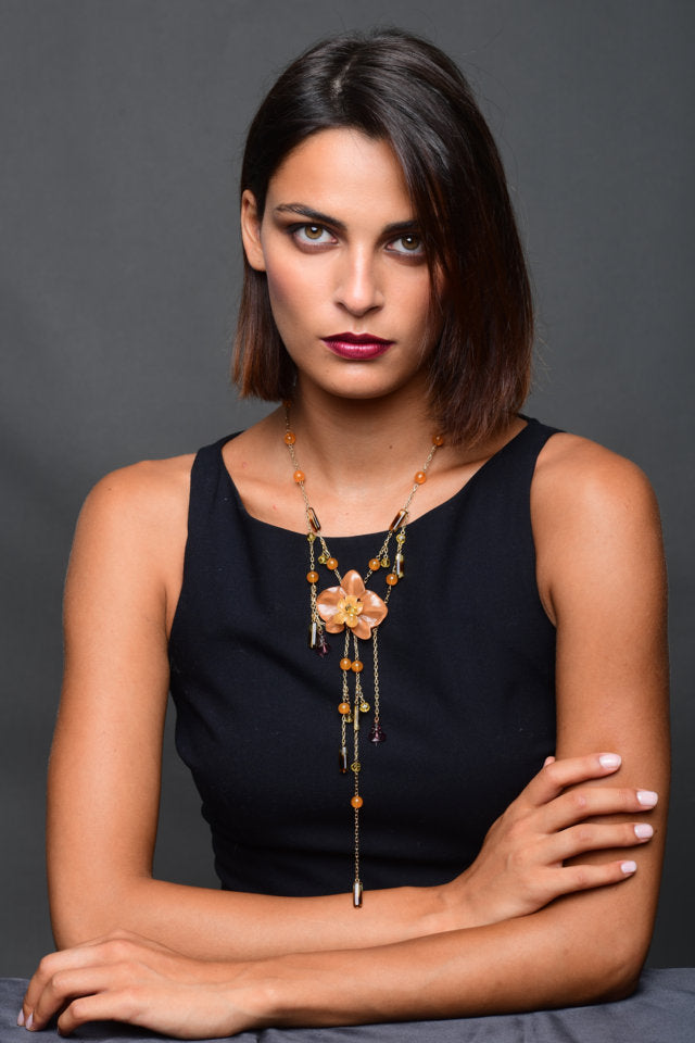 Pendant Necklace Flower-Motif