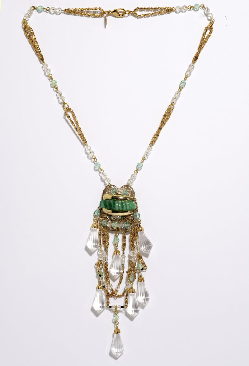 Pendant Necklace Pate de Verre Beads