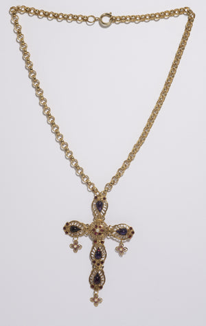 Pendant Necklace Cross-Motif Lilac