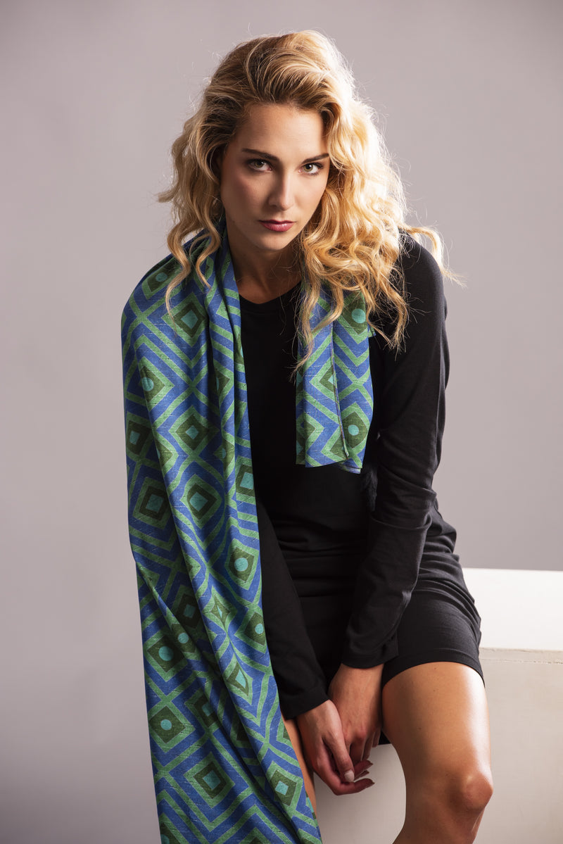 Women's Scarf "Horti di Porta Romana" Blue