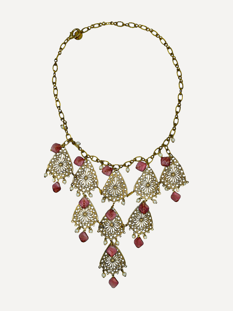 Necklace Pink Beads