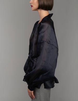 Organza Silk Blouse Midnight Blue