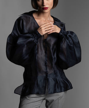Organza Silk Blouse Midnight Blue