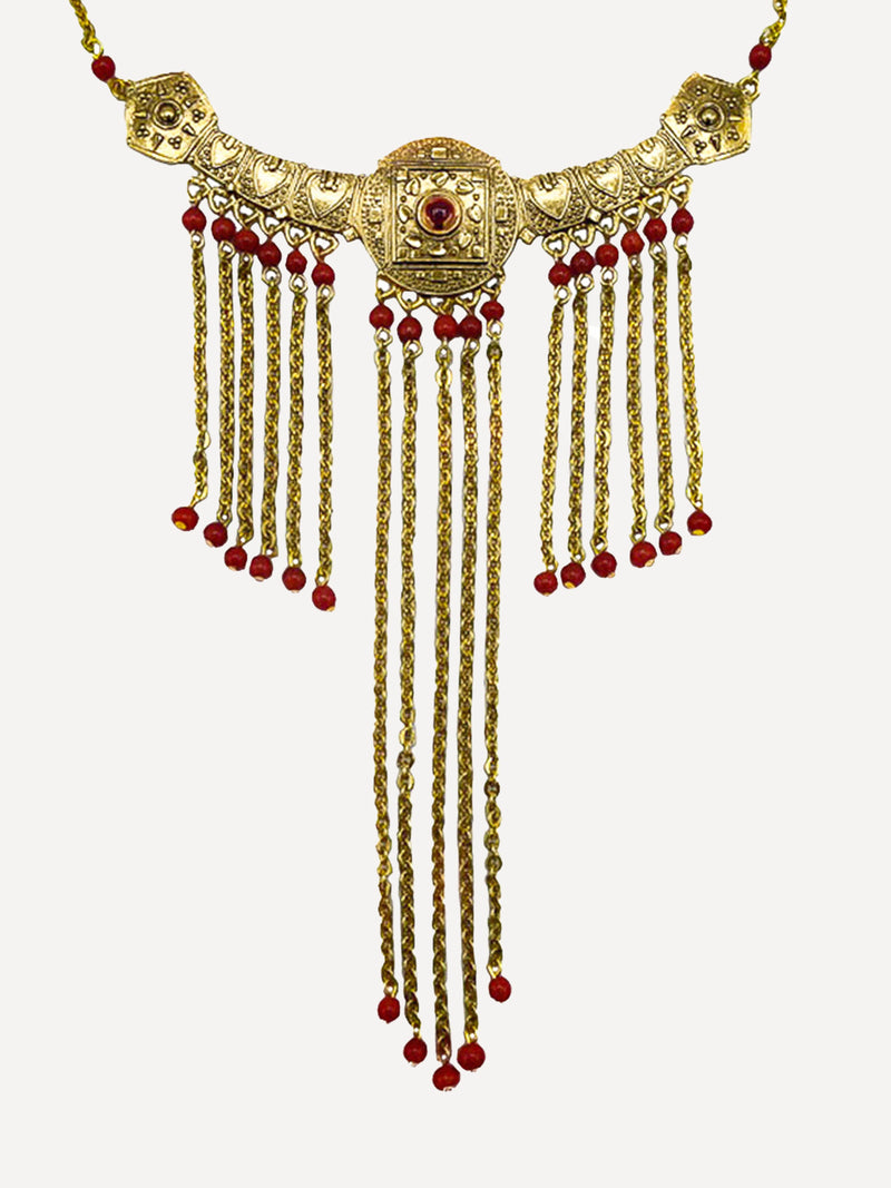 Pendant Necklace Red Beads