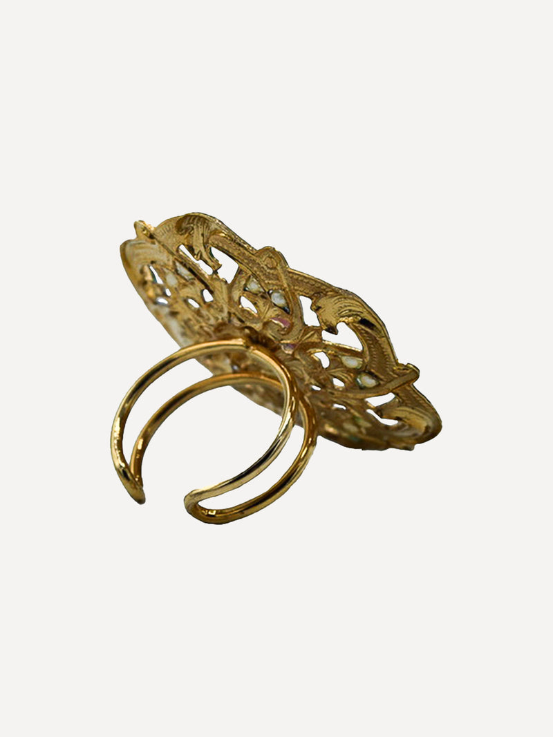 Ring Cabochon Leaf-Motif