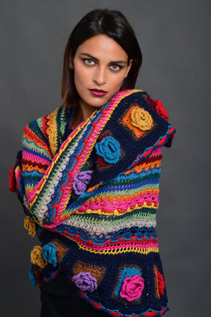 Women's Crochet Stole Cashmere "Island of Colours"