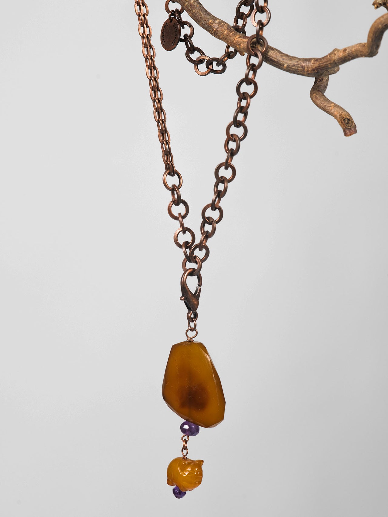 Pendant Necklace Chalcedony Amethyst
