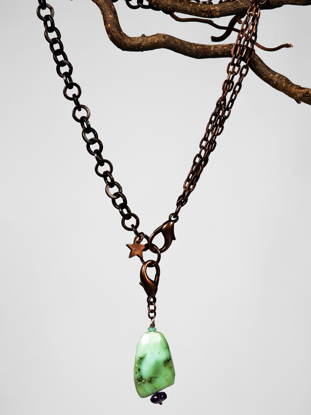 Pendant Necklace Chrysoprase Amethyst