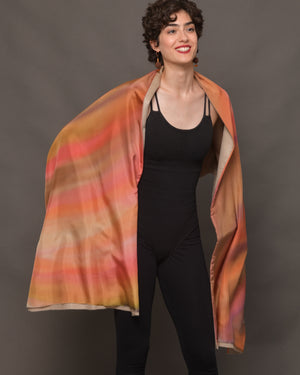 Women's Silk & Cashmere Stole "Romantic Foliage”