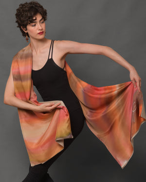 Women's Silk & Cashmere Stole "Romantic Foliage”