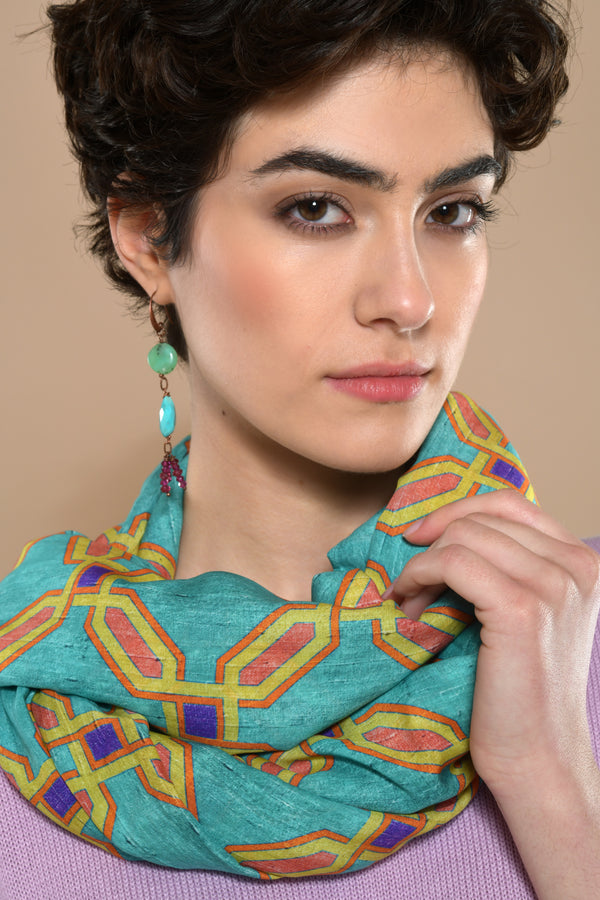 Women's Scarf "Octagonal Gallery" Azure Yellow