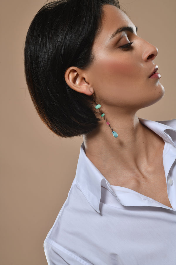 Drop Earrings "Le Silence" Chrysoprase