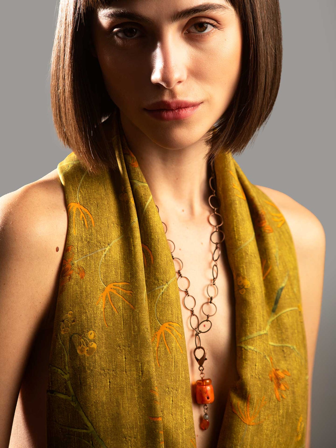 Pendant Necklace Coral Bamboo