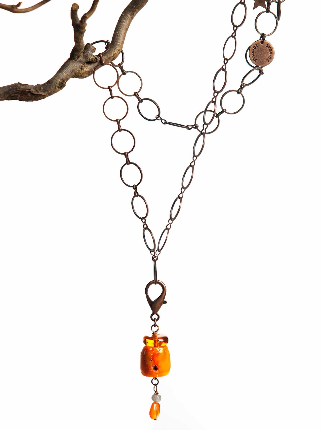 Pendant Necklace Coral Bamboo