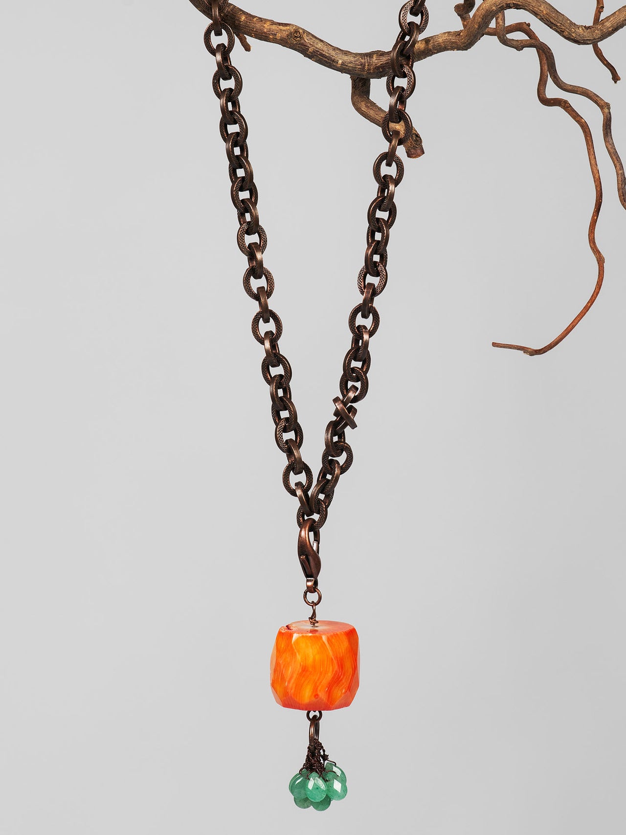 Pendant Necklace Coral Bamboo “Le Geant”