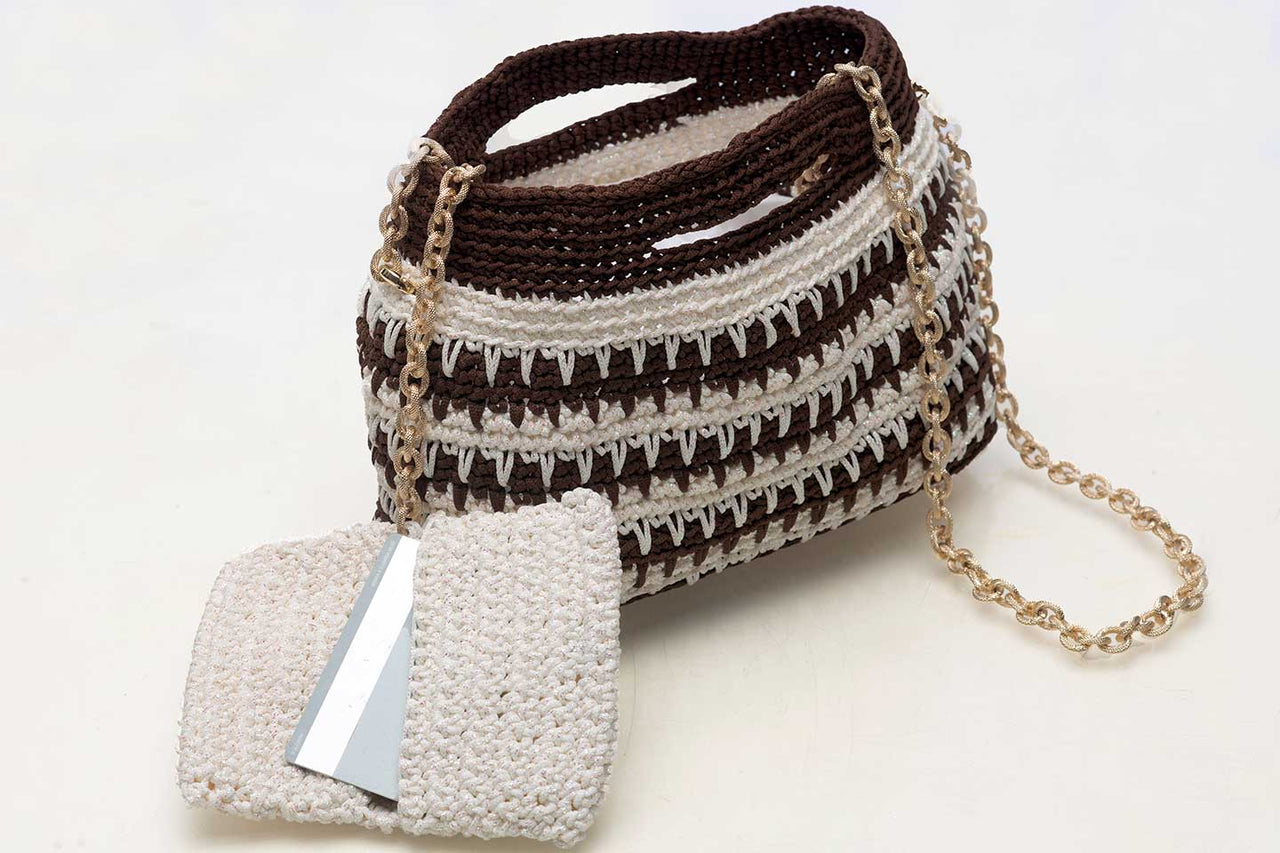 Crochet Mini Bag Chocolate Brown