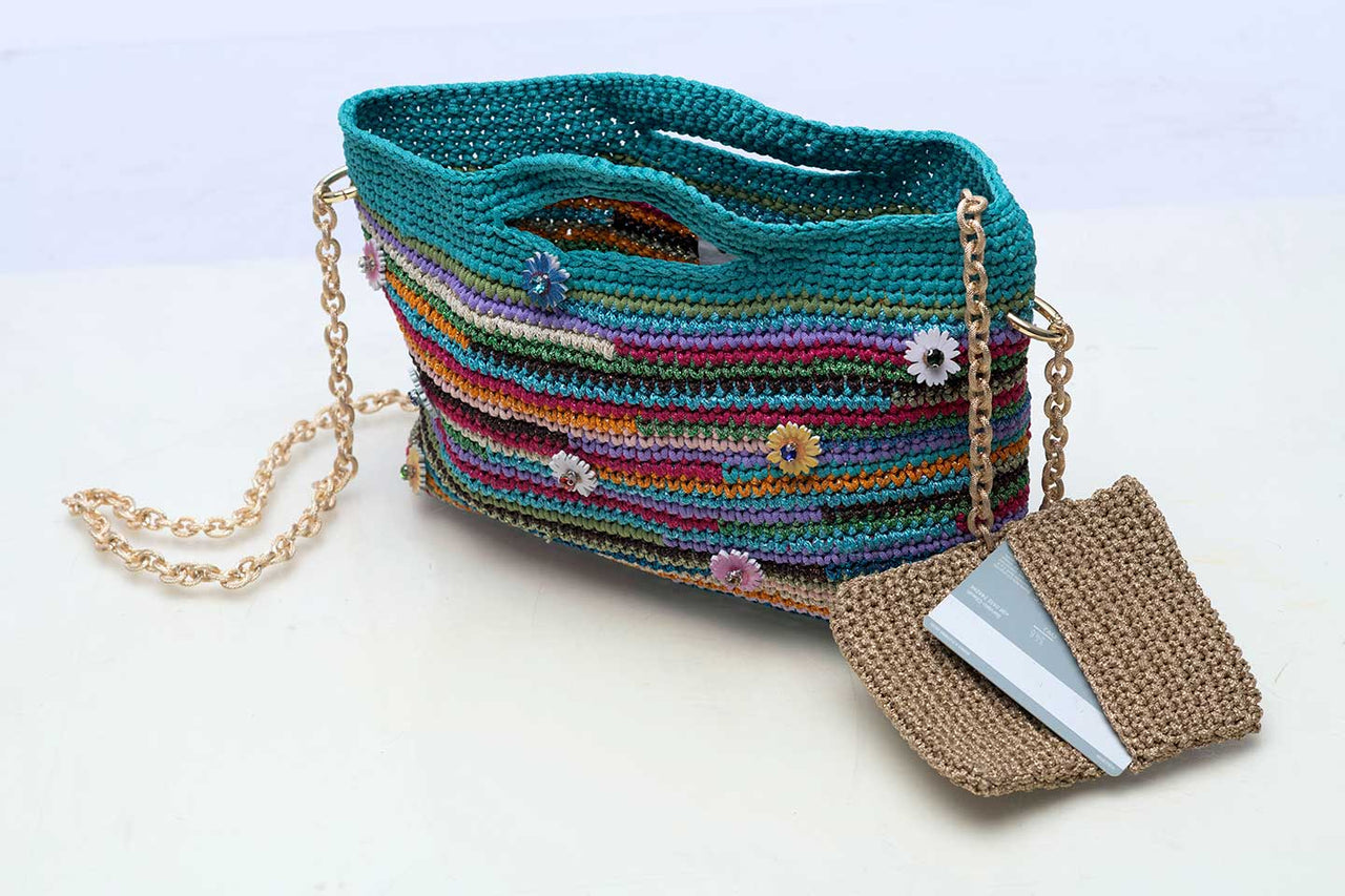 Crochet Mini Bag Colour Mix Flowers