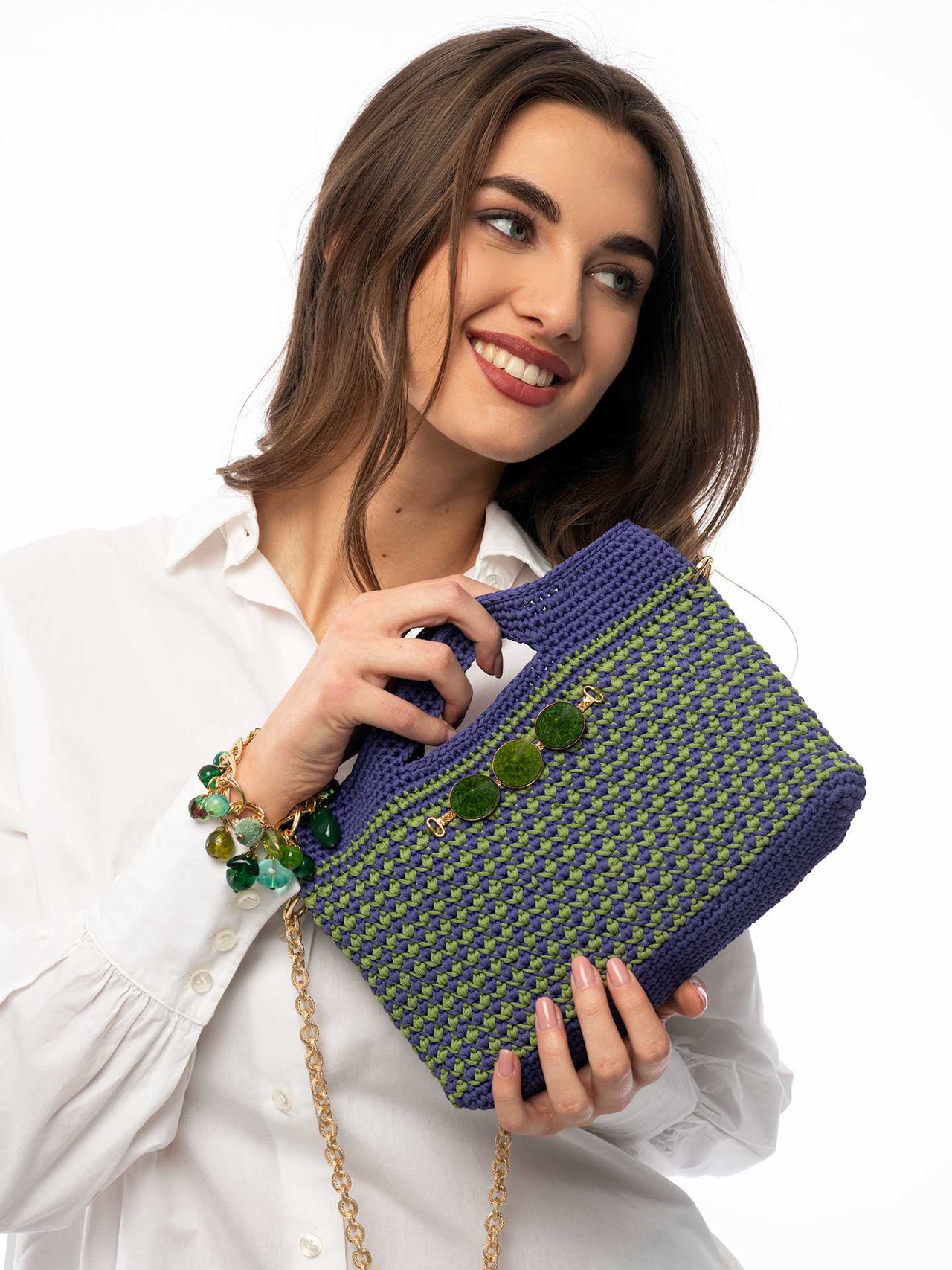 Crochet Mini Bag Lilac Green