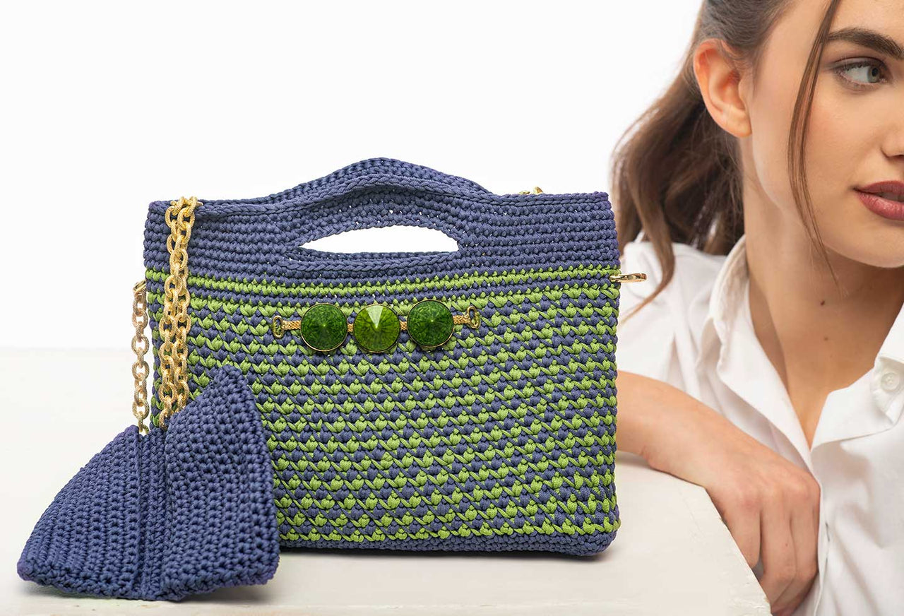 Crochet Mini Bag Lilac Green