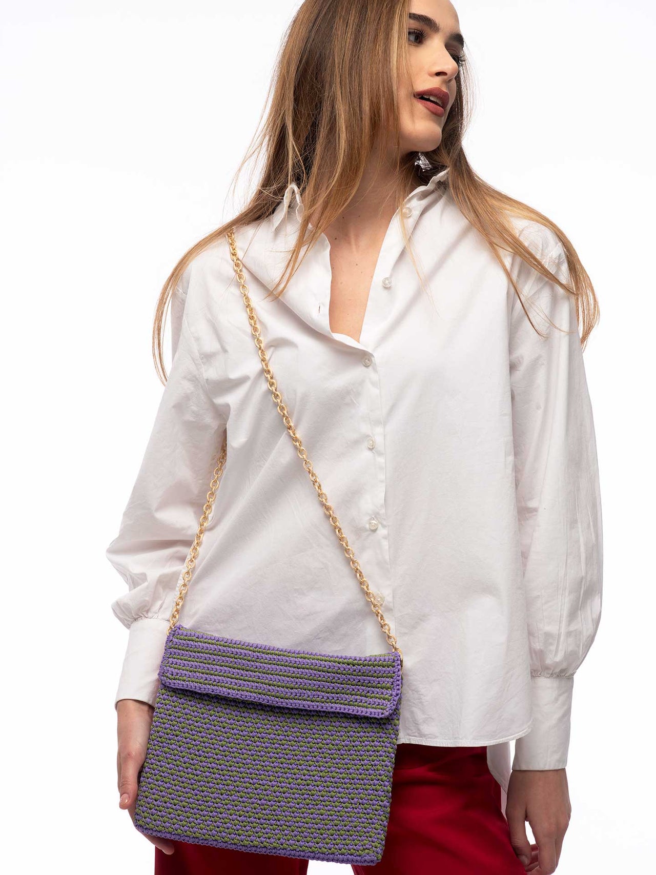 Crochet Tablet Sleeve Lilac Green