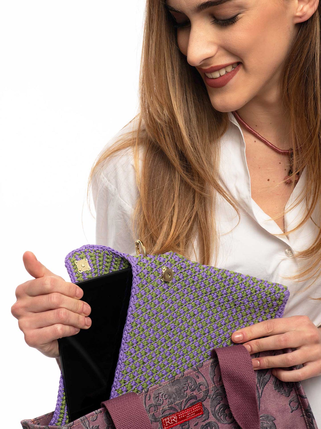 Crochet Tablet Sleeve Lilac Green
