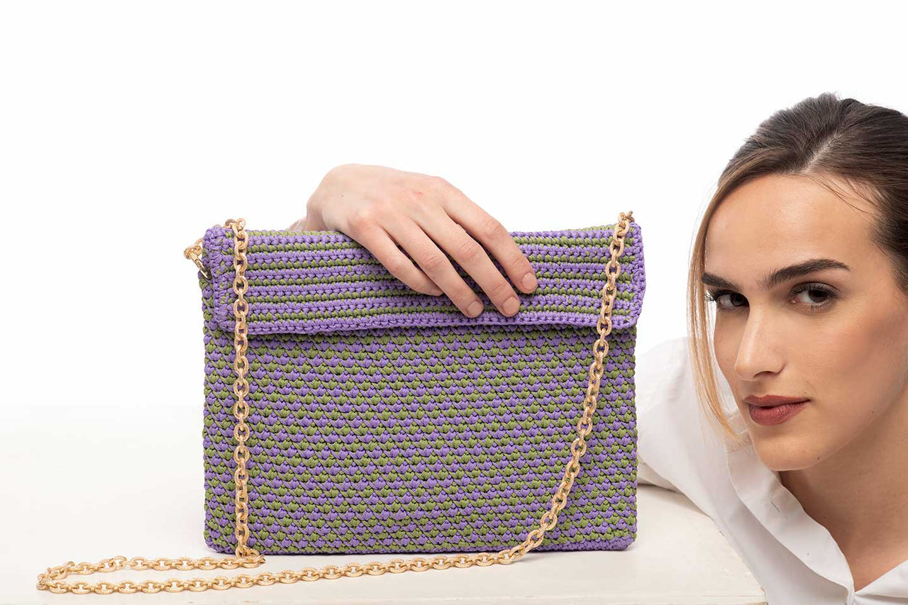 Crochet Tablet Sleeve Lilac Green