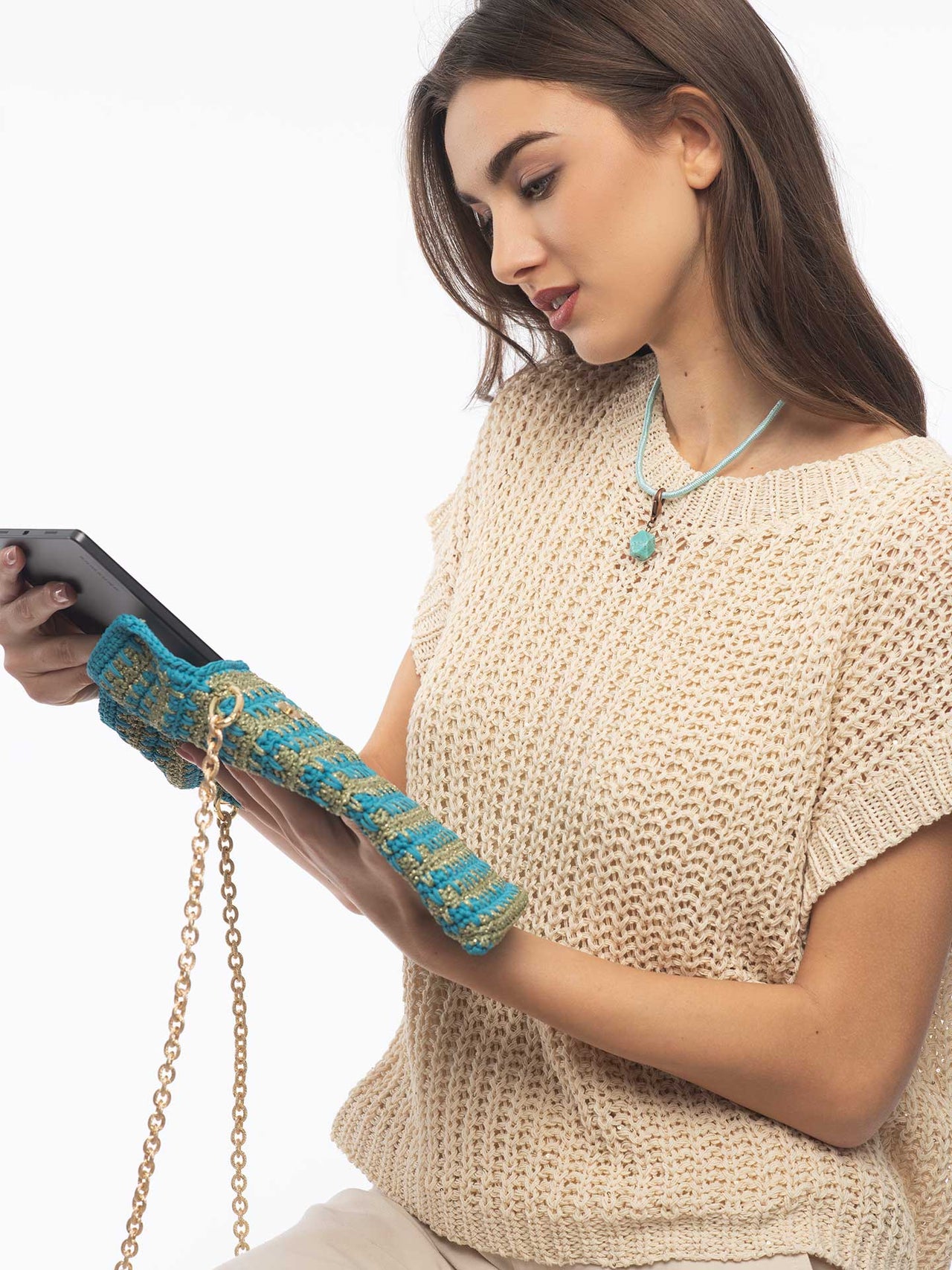 Crochet Tablet Sleeve Turquoise