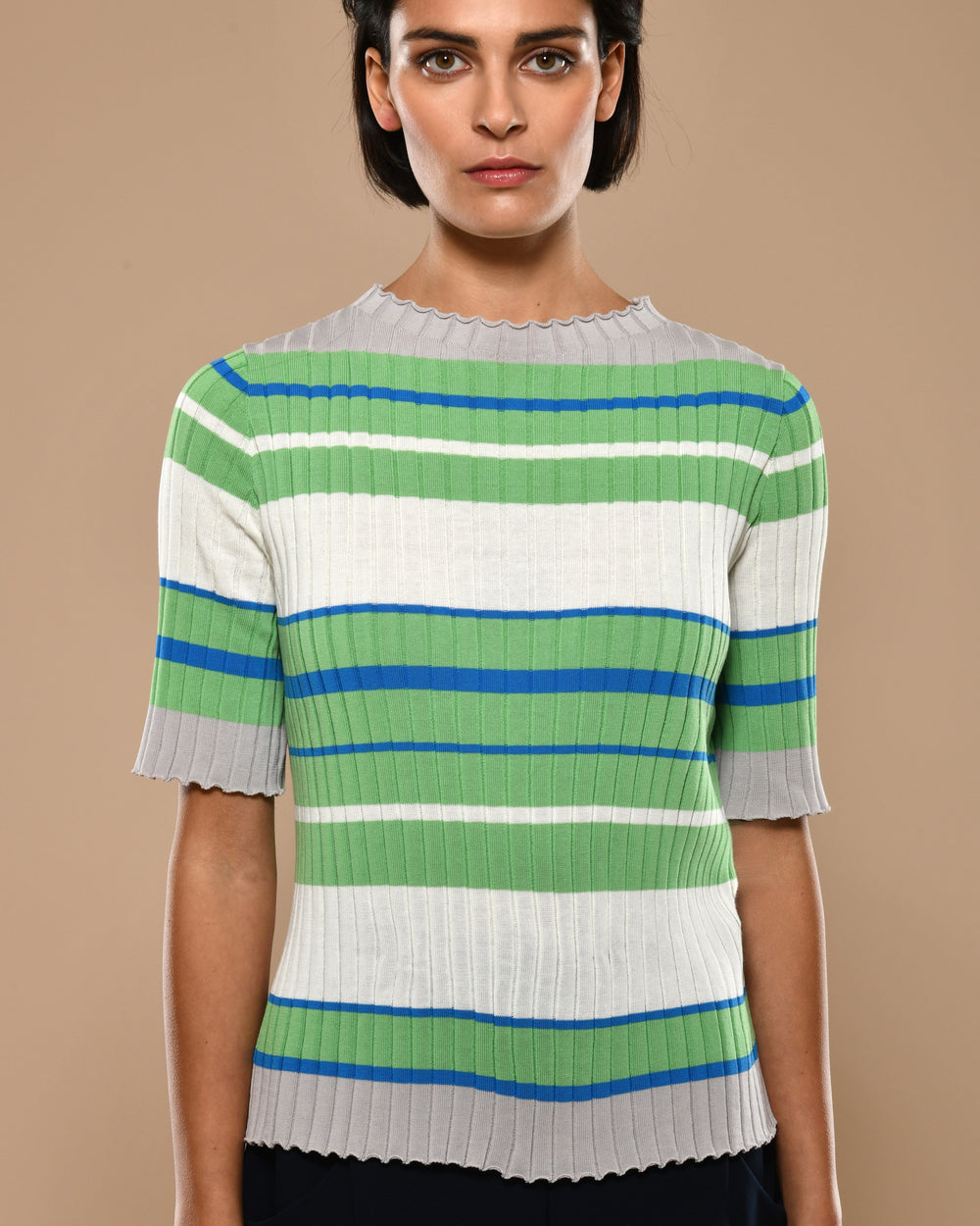 Women's Twin Set Cashmere Cardigan/Cotton Crepe T-Shirt Sea Blue