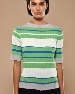 Women's Twin Set Cashmere Cardigan/Cotton Crepe T-Shirt Sea Blue