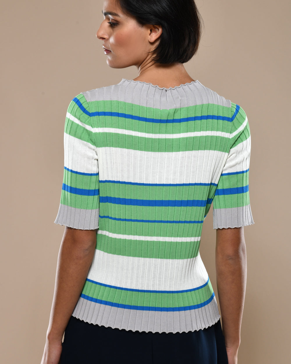 Women's Twin Set Cashmere Cardigan/Cotton Crepe T-Shirt Sea Blue
