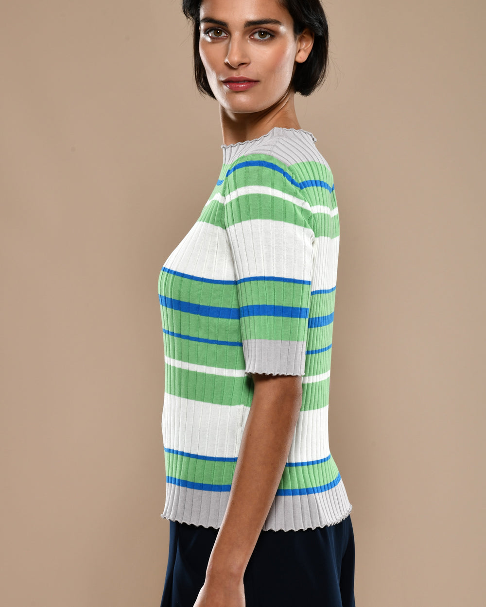 Women's Twin Set Cashmere Cardigan/Cotton Crepe T-Shirt Sea Blue