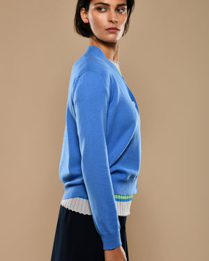 Women's Twin Set Cashmere Cardigan/Cotton Crepe T-Shirt Sea Blue