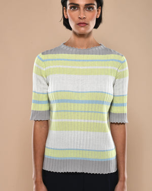 Women's Twin Set Cashmere Cardigan/Cotton Crepe T-Shirt Apple Green