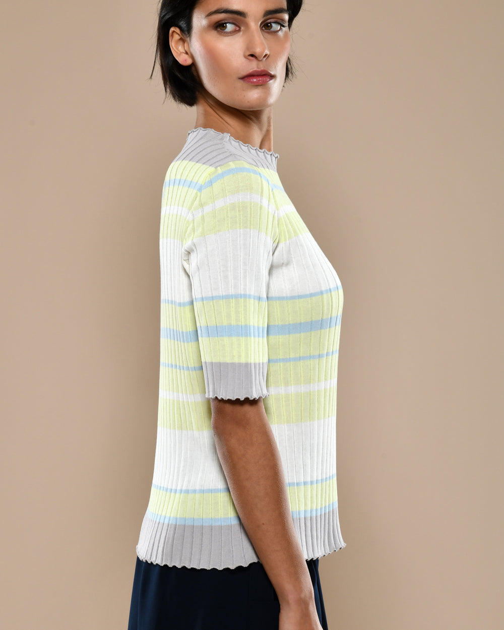 Women's Twin Set Cashmere Cardigan/Cotton Crepe T-Shirt Apple Green