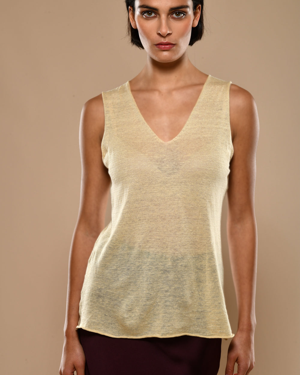Women's Linen V-Neck Tank Top