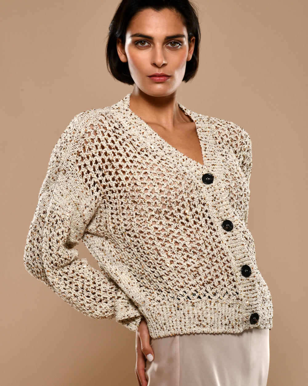 Women's Cotton Cardigan Sequins