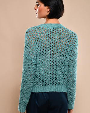 Women's Cotton Cardigan Aqua Cyan