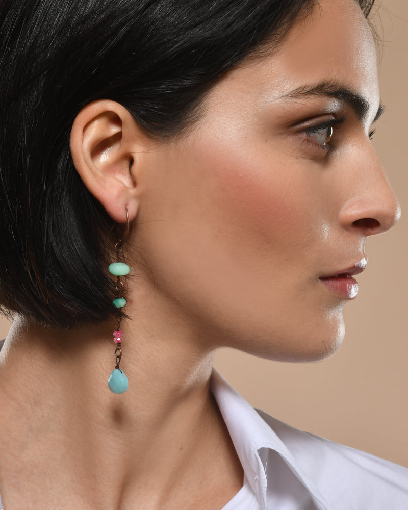 Drop Earrings "Le Silence" Chrysoprase