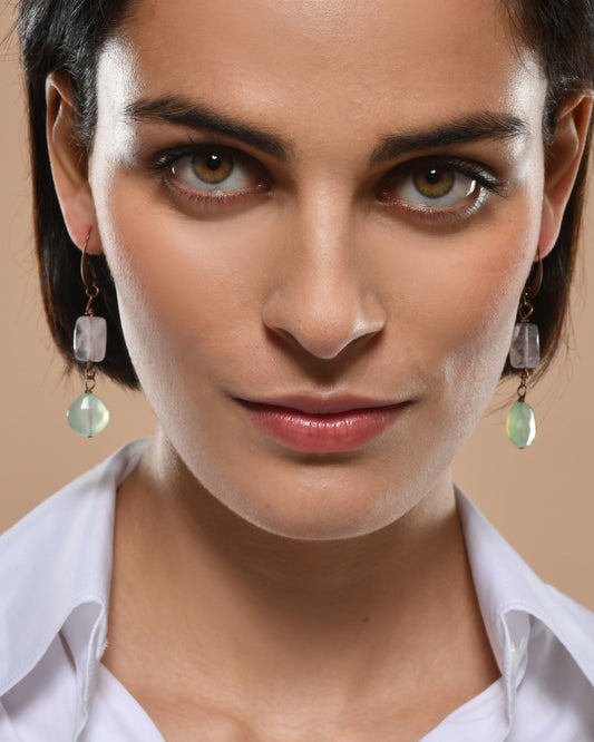 Drop Earrings "L'Air de Temps" Pink Quartz